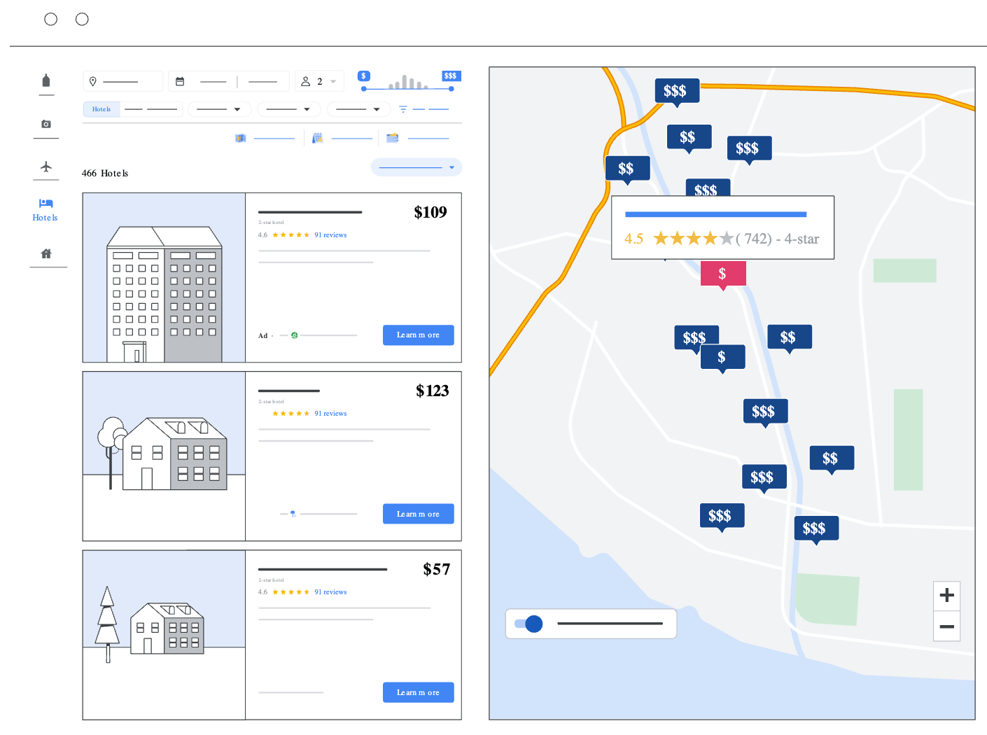 Как выглядят рекламные объявлений отелей в Google Картах