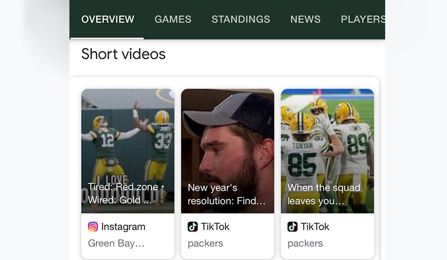 Google Search тестирует показ коротких видео из Instagram и TikTok