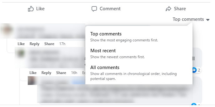 Як формується рейтинг коментарів на Facebook