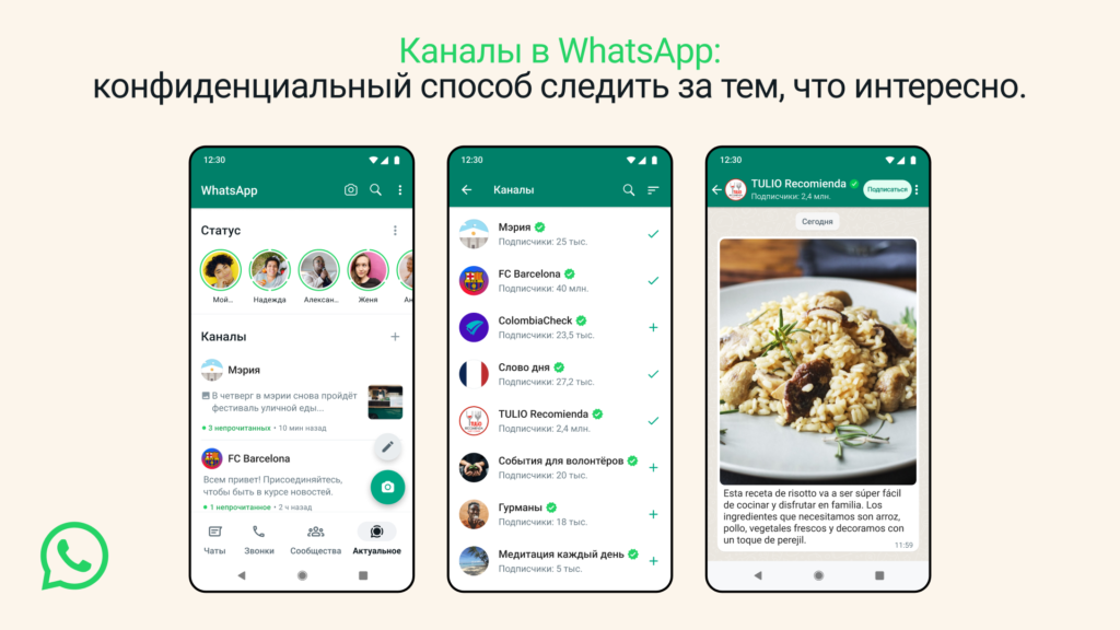 каналы Whatsapp